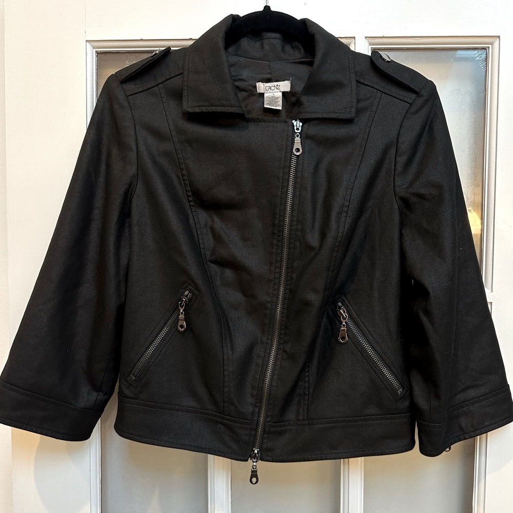 Vintage Cache Black Moto Jacket Zipper Accents Rock Glam Punk Chic Size S Small - Picture 11 of 11